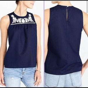 J.Crew | Linen Blend Embroidered Sleeveless Top